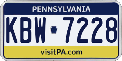 PA license plate KBW7228