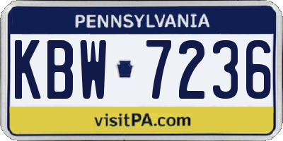 PA license plate KBW7236