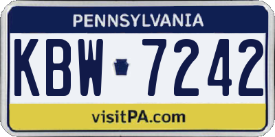 PA license plate KBW7242