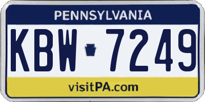 PA license plate KBW7249