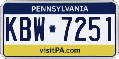 PA license plate KBW7251