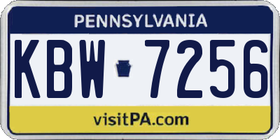 PA license plate KBW7256