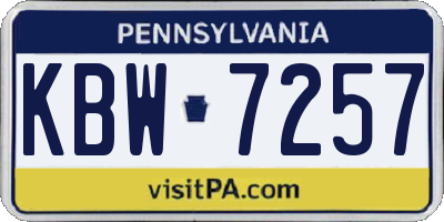 PA license plate KBW7257