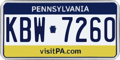 PA license plate KBW7260