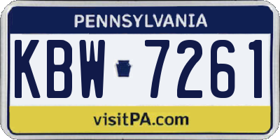 PA license plate KBW7261