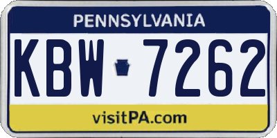 PA license plate KBW7262