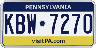PA license plate KBW7270