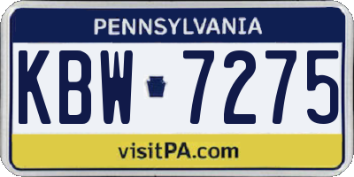 PA license plate KBW7275