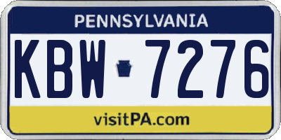 PA license plate KBW7276