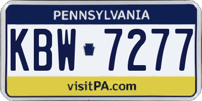 PA license plate KBW7277