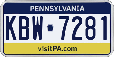 PA license plate KBW7281