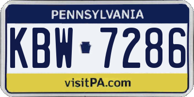 PA license plate KBW7286