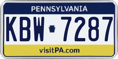 PA license plate KBW7287