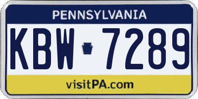 PA license plate KBW7289