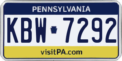 PA license plate KBW7292