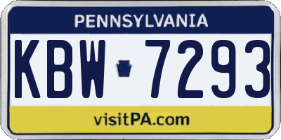 PA license plate KBW7293