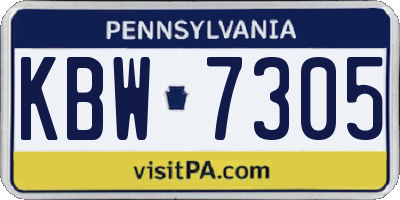 PA license plate KBW7305