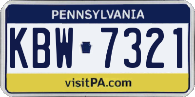 PA license plate KBW7321