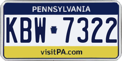 PA license plate KBW7322