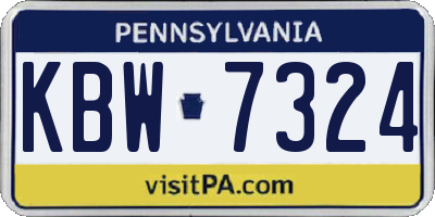 PA license plate KBW7324