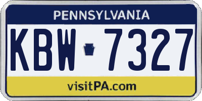 PA license plate KBW7327