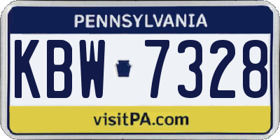 PA license plate KBW7328