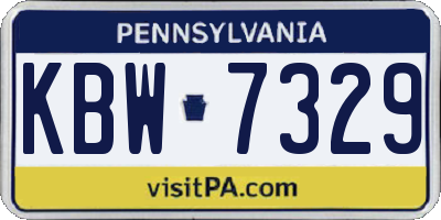 PA license plate KBW7329