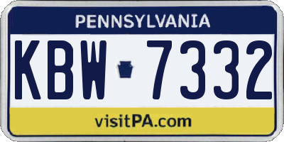 PA license plate KBW7332