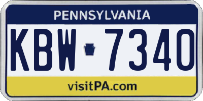 PA license plate KBW7340