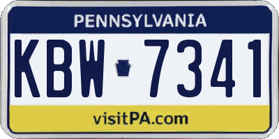 PA license plate KBW7341