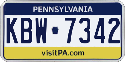 PA license plate KBW7342