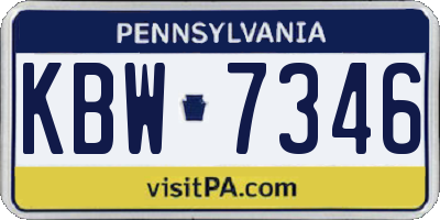 PA license plate KBW7346