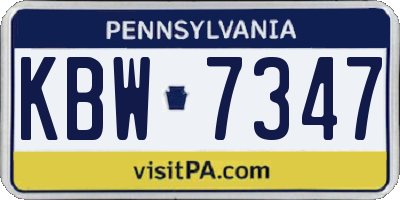 PA license plate KBW7347