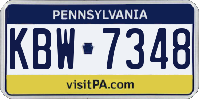 PA license plate KBW7348