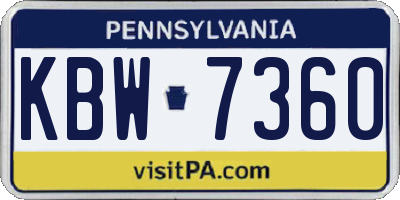 PA license plate KBW7360
