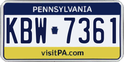 PA license plate KBW7361