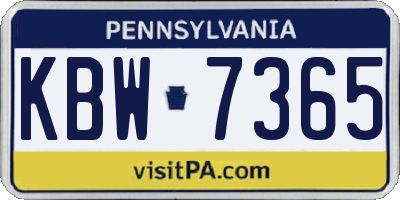 PA license plate KBW7365