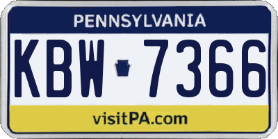 PA license plate KBW7366