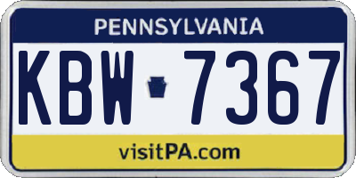 PA license plate KBW7367