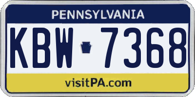 PA license plate KBW7368