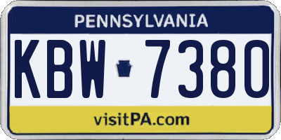PA license plate KBW7380
