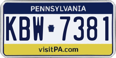 PA license plate KBW7381
