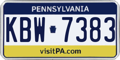 PA license plate KBW7383