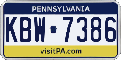 PA license plate KBW7386