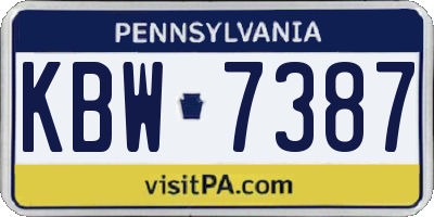 PA license plate KBW7387