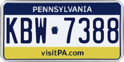 PA license plate KBW7388