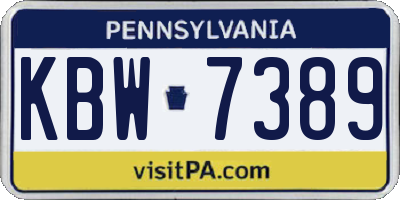PA license plate KBW7389