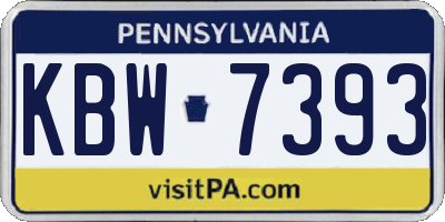 PA license plate KBW7393