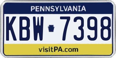PA license plate KBW7398