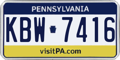 PA license plate KBW7416